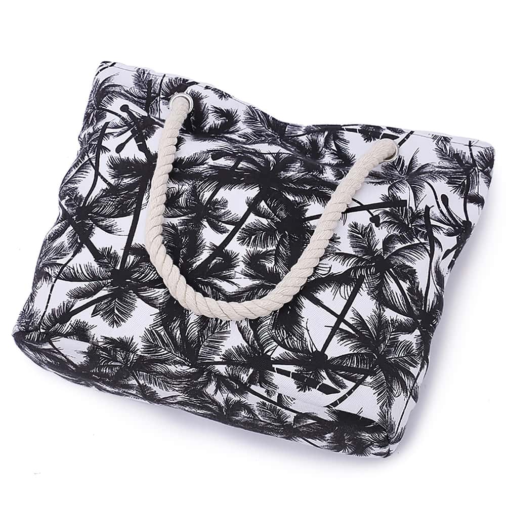 Sac en toile noir et blanc palmiers Marinera